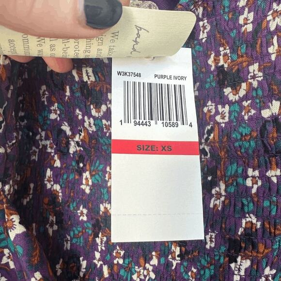 NWT Band Of The Free Womens Purple Ivory Floral Coraline Mini Dress Size XS - Picture 7 of 11